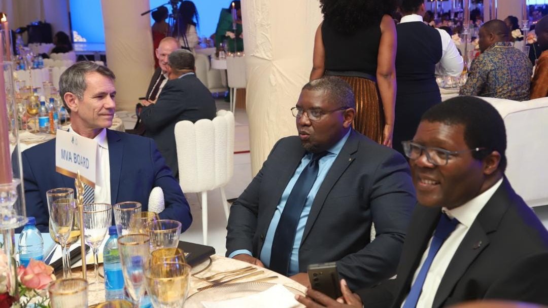 The Chief Executive Officer of the Sincephetelo Motor Vehicle Accidents Fund David Myeni (R) with Board Chairperson Zithulele Gina (C) and Minister for Finance Neal Rijkenberg. 